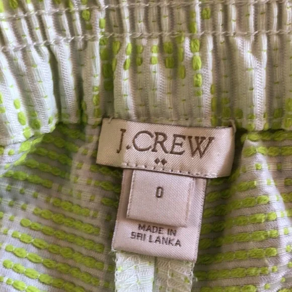 J. Crew 3" Boardwalk Suzy Circles Green White Pull-On Short sz0